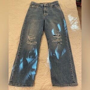 Levi’s Ribcage Button Fly Jeans Distressed Blue Jeans